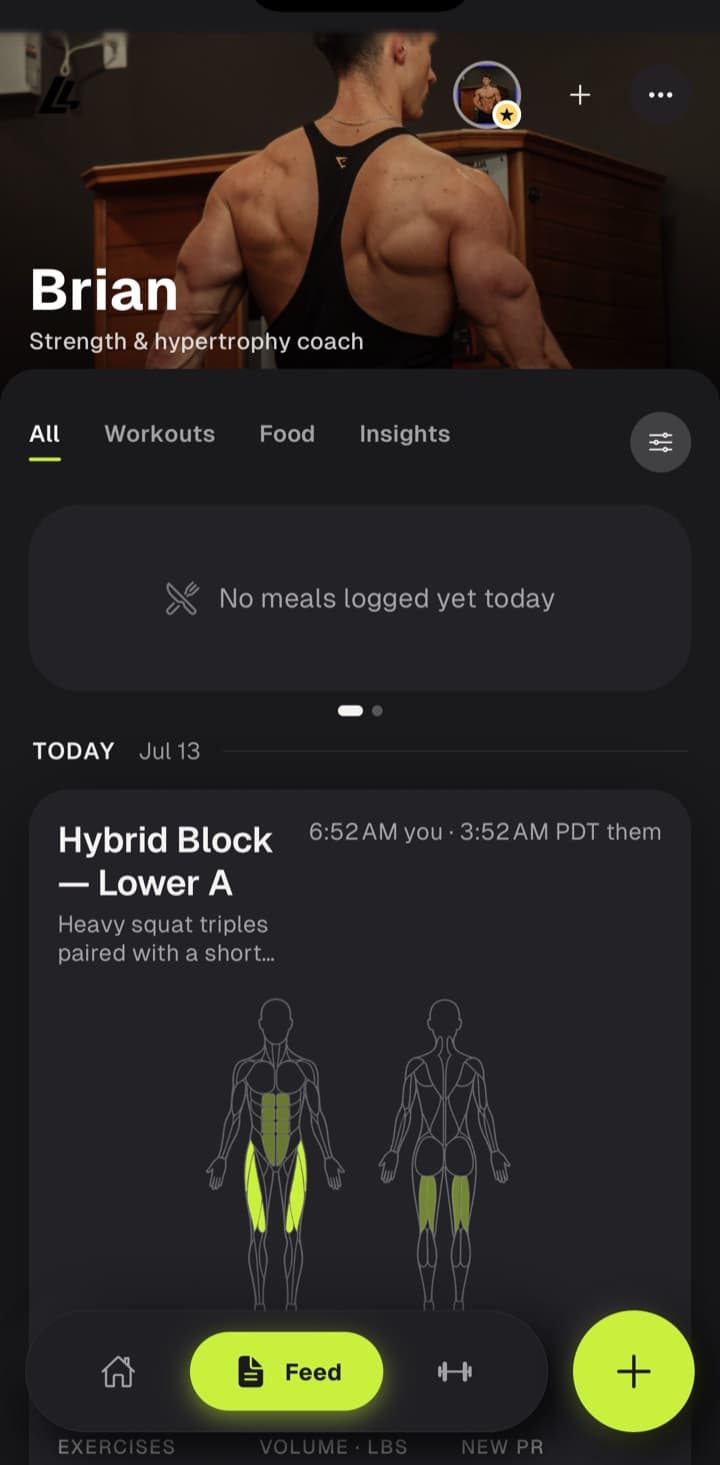 LiftLike app — The feed